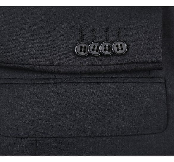 Renoir Clothing - Renoir Suit - Renoir Fashion - Super 140s Wool Two Button Slim Fit Charcoal Renoir Suit