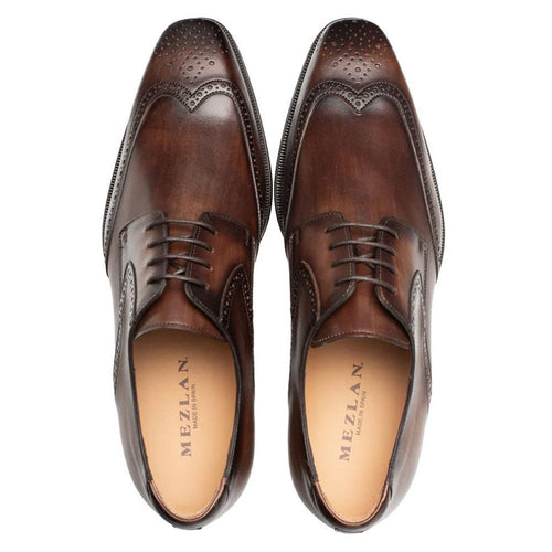 Men’s Mezlan Tasso Chestnut Derby Oxford – Premium Calfskin Leather Dress Shoe, Made in Spain