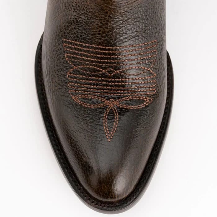 Ferinni Boot - Mens Dress Cowboy Boot - Ferrini Men's Remington Leather Round Toe Boots Handcrafted Chocolate