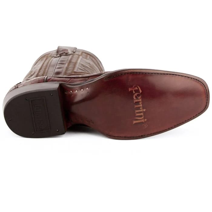 Ferinni Boot - Mens Dress Cowboy Boot - Ferrini Men's Stallion Alligator Belly Boots French Toe Handcrafted Chocolate in Chocolate