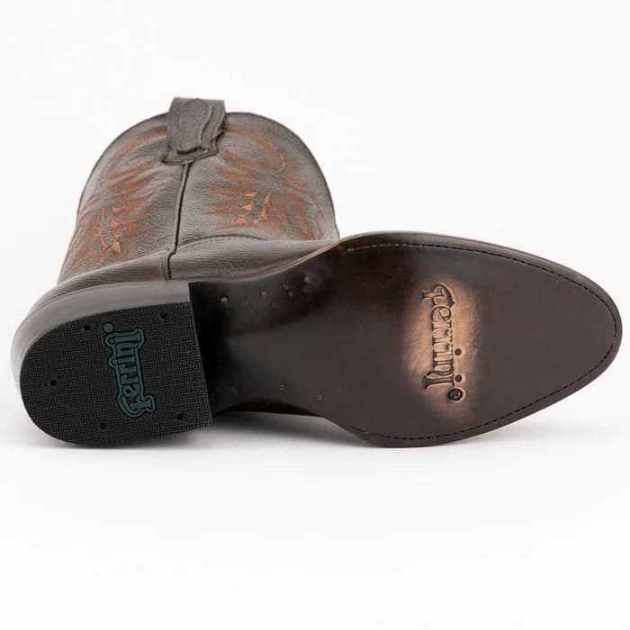 Ferinni Boot - Mens Dress Cowboy Boot - Ferrini Men's Remington Leather Round Toe Boots Handcrafted Chocolate