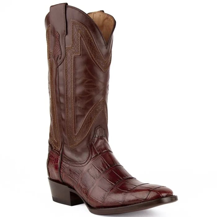 Ferinni Boot - Mens Dress Cowboy Boot - Ferrini Men's Stallion Alligator Belly Boots French Toe Handcrafted Chocolate in Chocolate