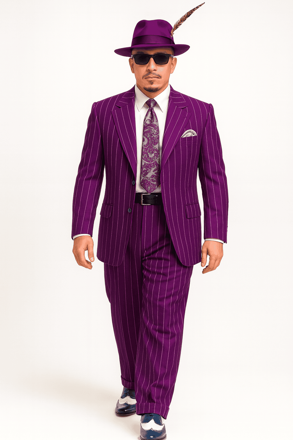 Purple Pinstripe Zoot Suit  3 Piece 1920s/1930s Gangster Outfit (Jacket and Pants and Vest)  Vintage Fashion