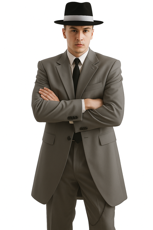 Mens Pimp Suit -Gangster Suit - Mobster Suit - Mafia Suit For Mens Vested Long Tuxedo Zoot Suit in Black