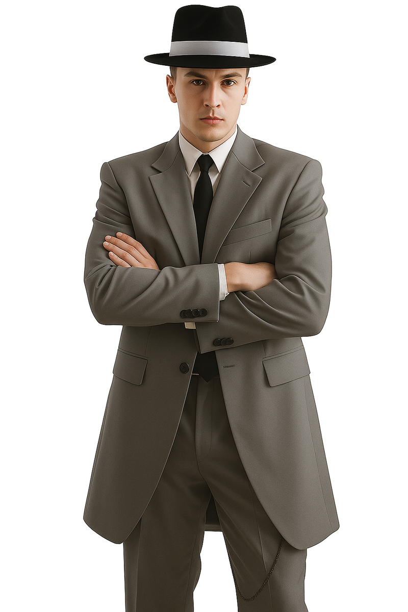 Mens Pimp Suit -Gangster Suit - Mobster Suit - Mafia Suit For Mens Vested Long Tuxedo Zoot Suit