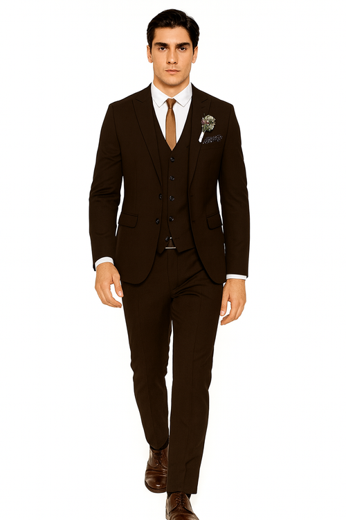 Mens Brown Linen Suit - Brown Summer Wedding Suit