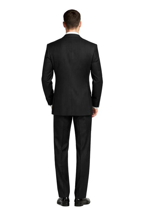 Classic Fit Tone on Tone Pinstripe Suit Color Black
