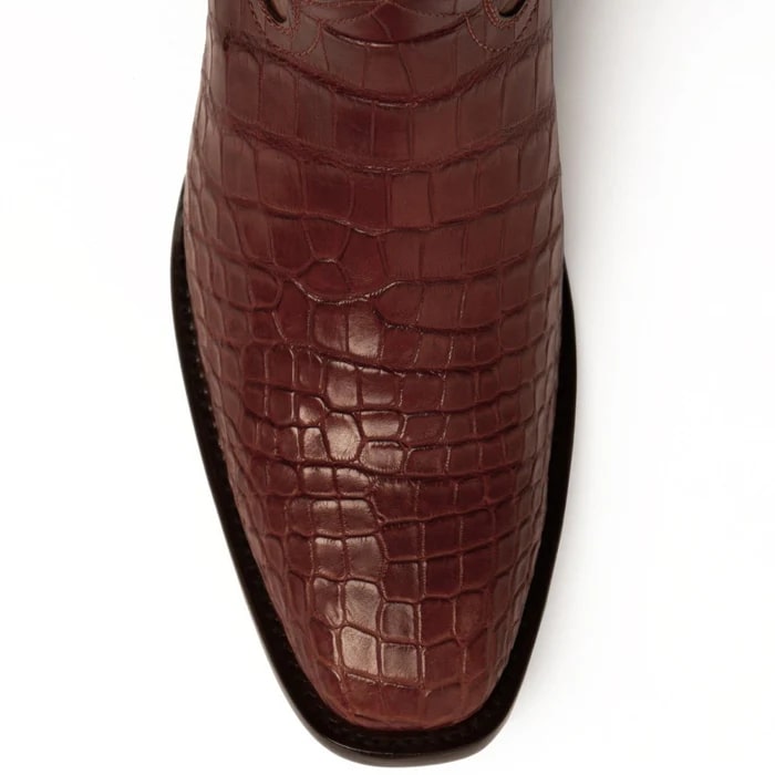 Ferinni Boot - Mens Dress Cowboy Boot - Ferrini Men's Stallion Alligator Belly Boots Narrow Square Toe Handcrafted Cognac