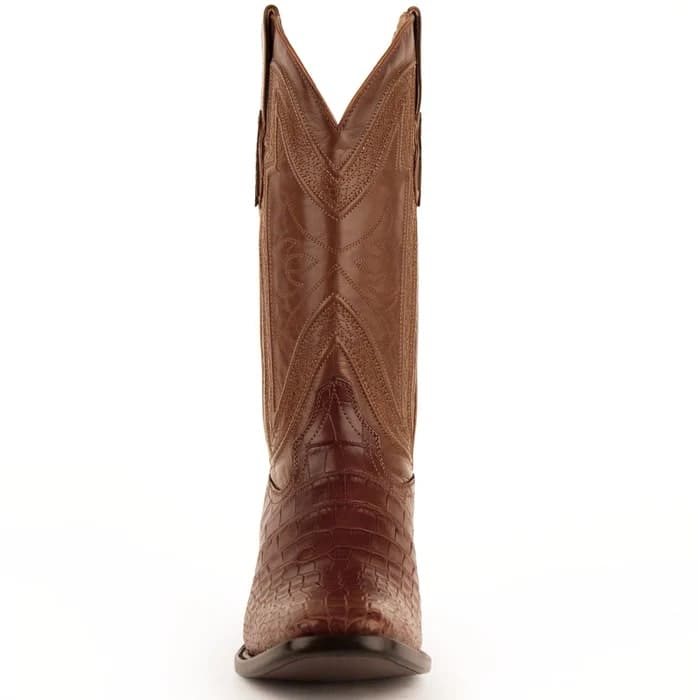 Ferinni Boot - Mens Dress Cowboy Boot - Ferrini Men's Stallion Alligator Belly Boots Narrow Square Toe Handcrafted Cognac