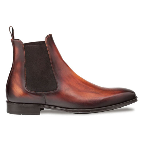 Cervantes Cognac Rust Patina Calfskin Chelsea Boots by Mezlan – Handcrafted in Spain