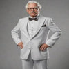 Mens Colonel Sanders White Double Breasted Suit Chest Pocket Costume