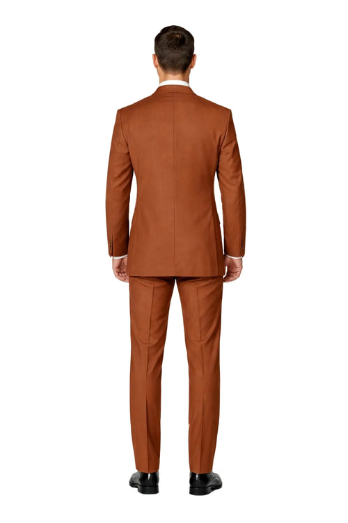 Men's Designer Double Breasted Wool Suit in Copper