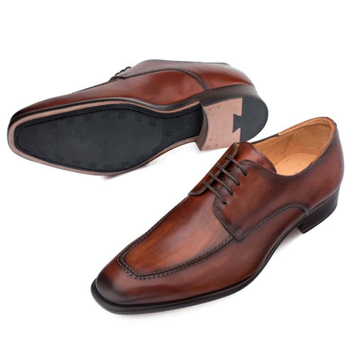 Men’s Mezlan Coventry Oxford in Dark Cognac – Premium Calfskin Apron Toe Dress Shoe, Made in Spain