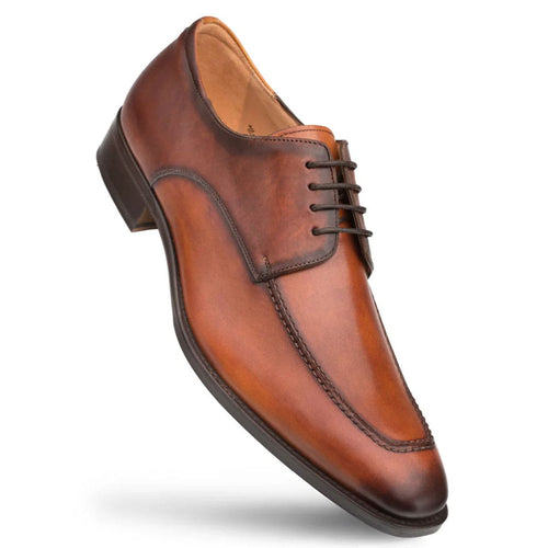 Men’s Mezlan Coventry Oxford in Dark Cognac – Premium Calfskin Apron Toe Dress Shoe, Made in Spain