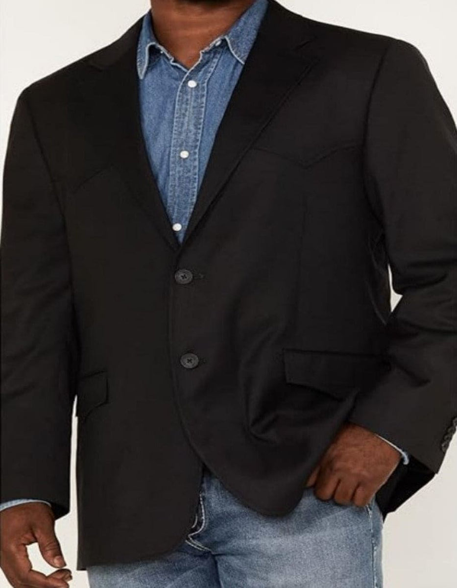 Mens Black Western Suit Blazer with Satin Lapel – Modern Cowboy Formal Jacket main image 1