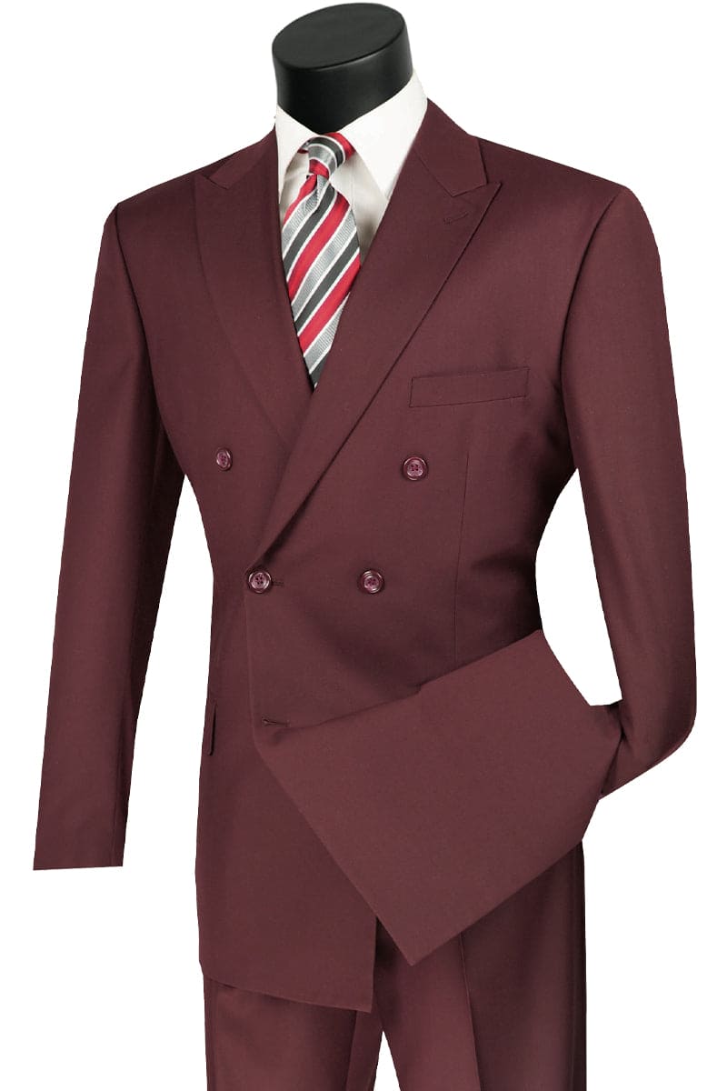Double Breasted Suit in Burgundy