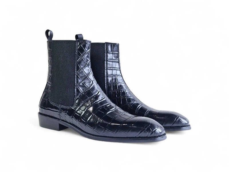 Carrucci Crocodile Embossed Leather Chelsea Boot