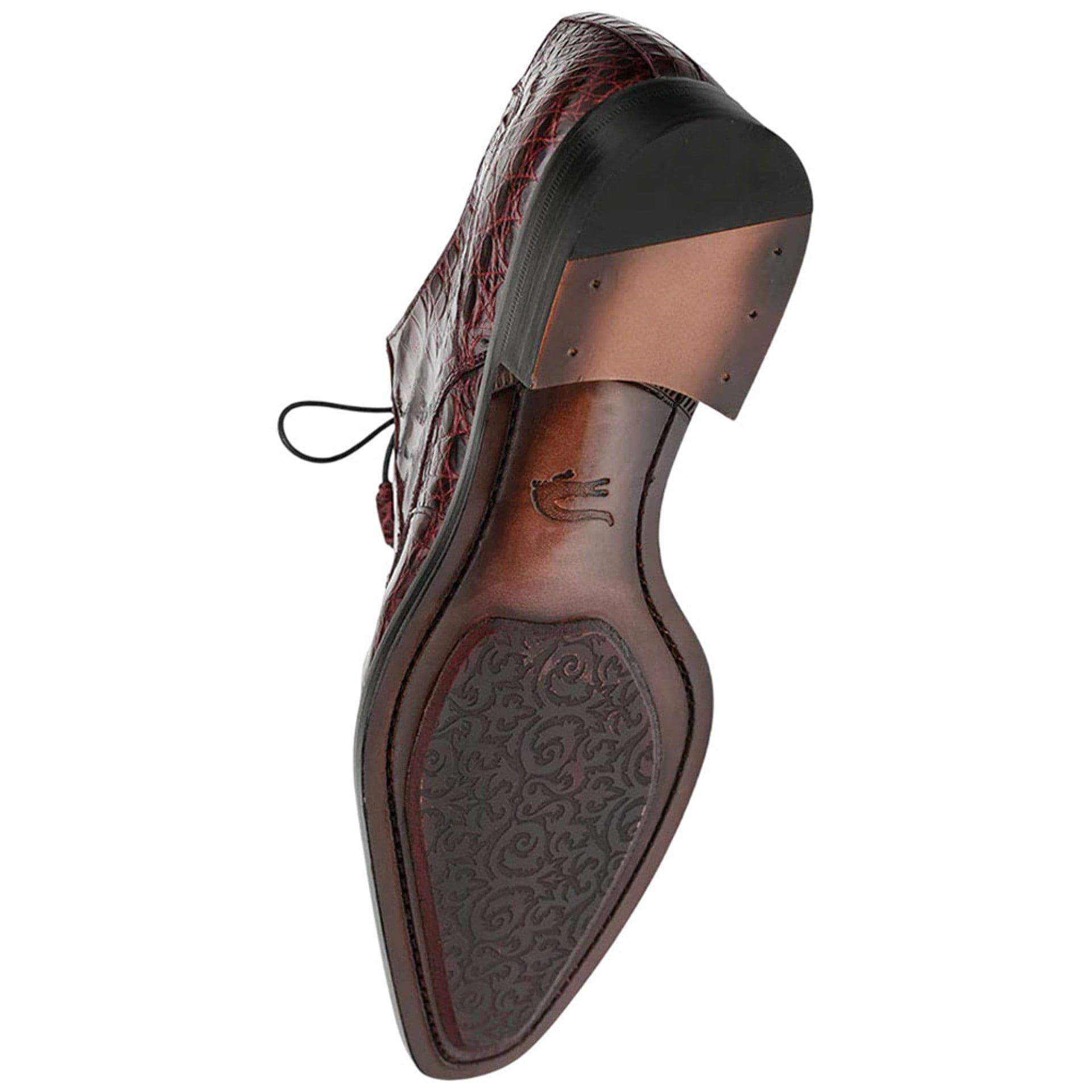 Men’s Cratos Burgundy Crocodile Derby Shoes by Mezlan – Exotic Leather Dress Shoes Made in Spain