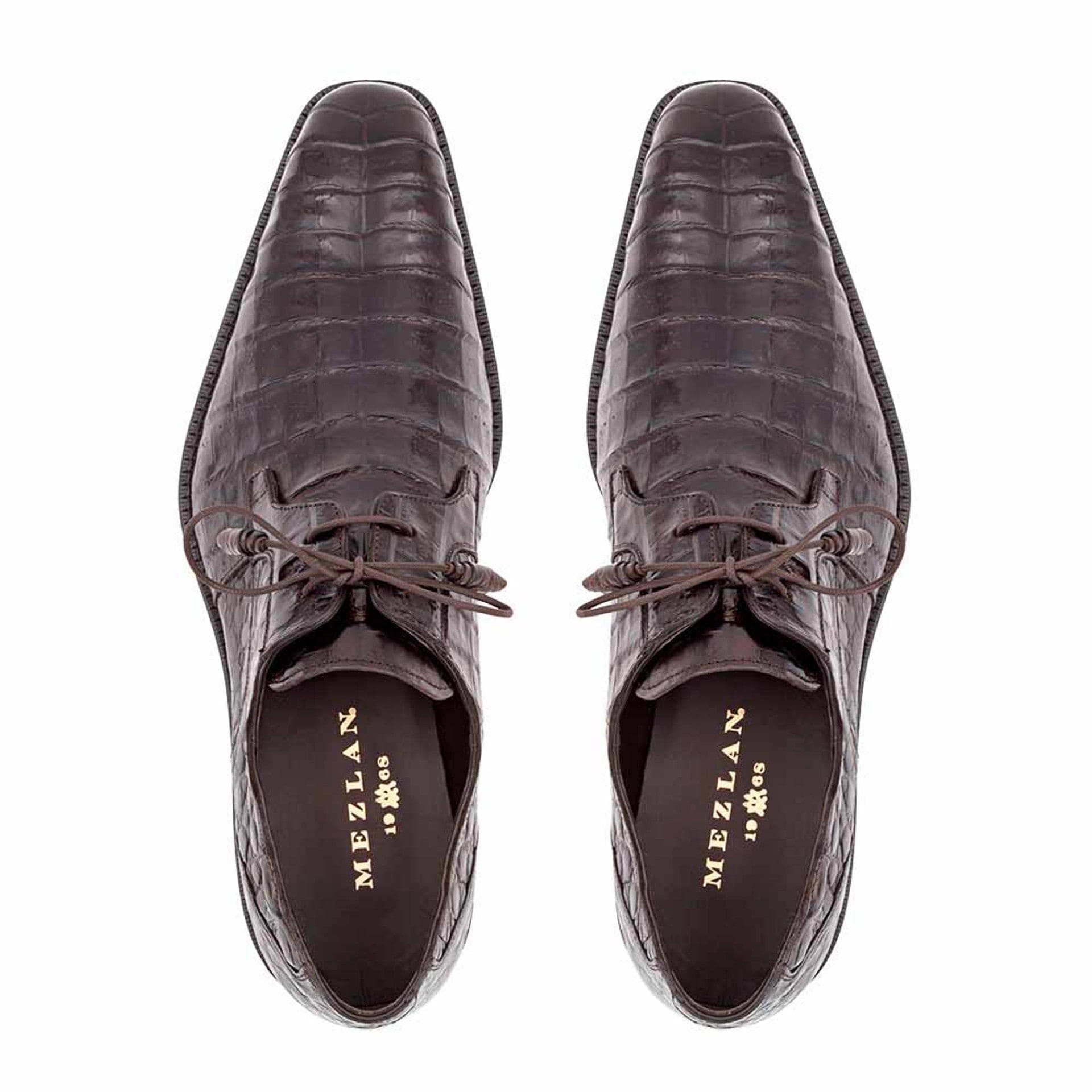 Men’s Anderson Brown Genuine Crocodile Lace-Up Shoes by Mezlan – Exotic Luxury, Made in Spain