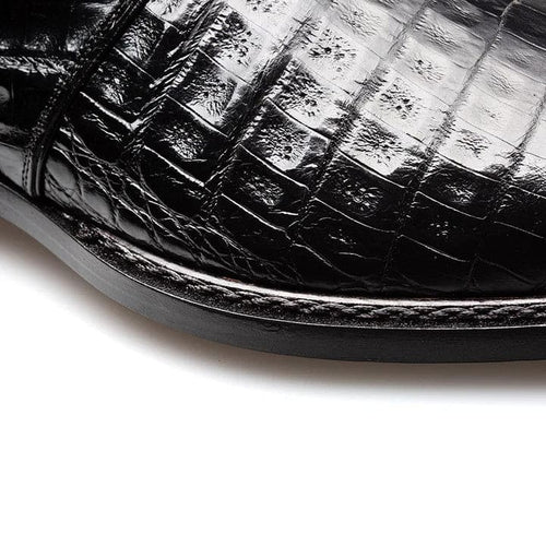 Mezlan Gigolo Black Crocodile Leather Monk Strap Shoes – Handmade Luxury Dress Shoes from Spain