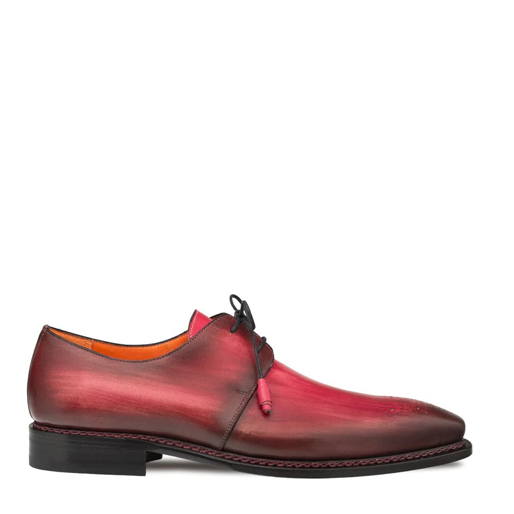 Men's Principe Burgundy/Red Patina Leather Derby Shoes by Mezlan – Handcrafted Luxury, Made in Spain