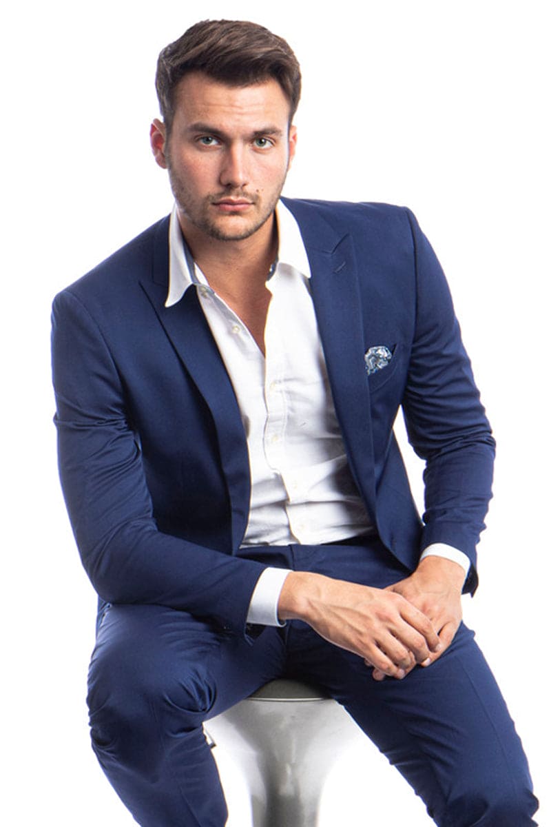 Mens One Button Slim Fit Vested Peak Lapel Skinny Suit in Burgundy main image 0