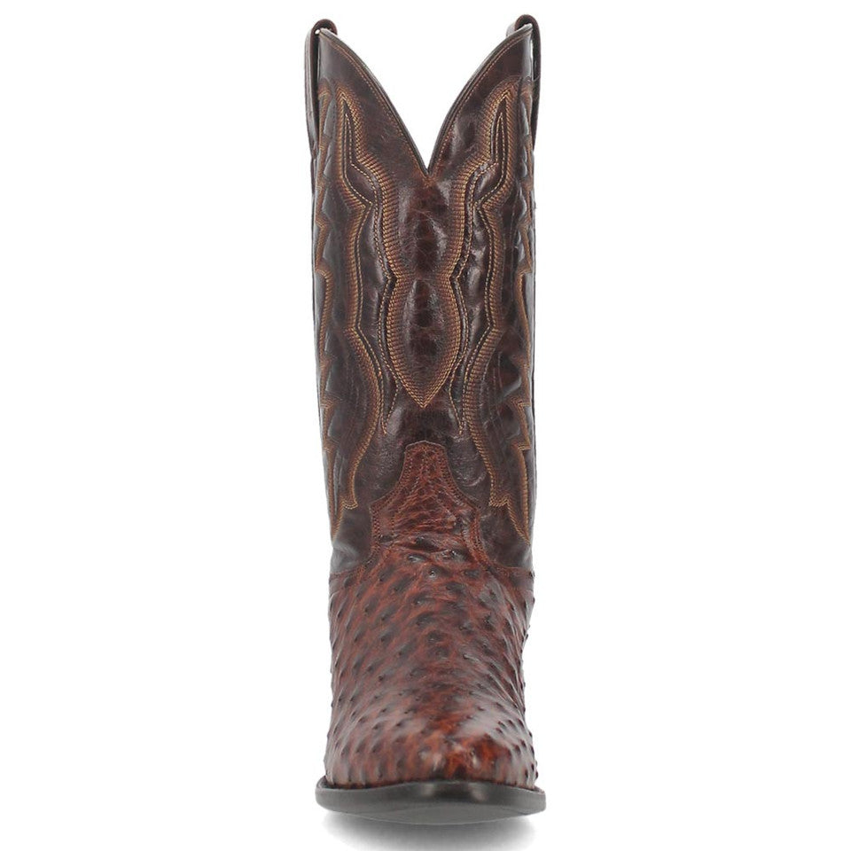 Dan Post Men’s Pershing Brown Full Quill Genuine Ostrich 13” Round Toe Cowboy Boot