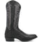 Dan Post Winston men's black cowboy boot. Genuine lizard skin, round toe. Tall shaft with intricate stitching. Western style, square toe, and elevated heel.