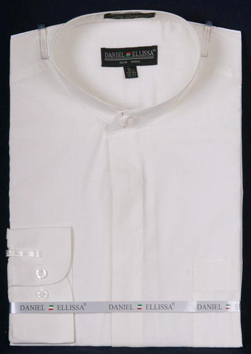 Ivory Men's Classic Banded Collar French Dress Shirt