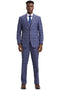Men's Stacy Adams suit: light purple/lavender glen plaid. Two-button jacket (double-breasted), matching pants, and vest. Textured, structured fabric. Coordinated, stylish look.