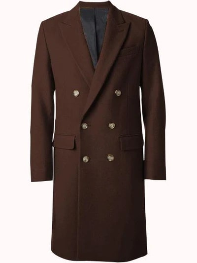 Mens Overcoat - Double Breasted Overcoat - Full length Dark Brown Topcoat in Australian Wool Fabric in 7 Colors