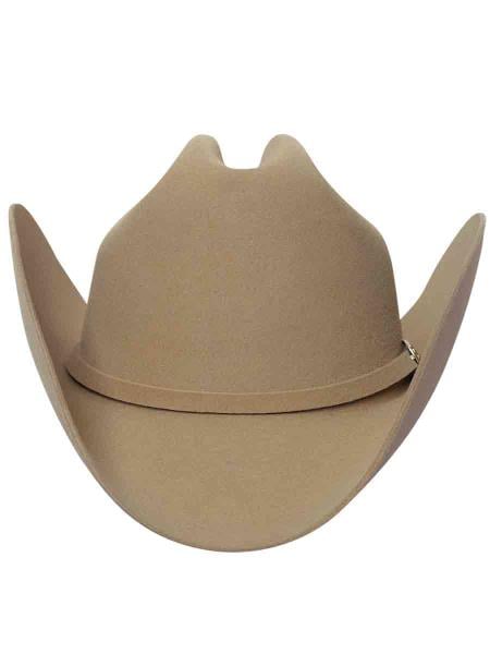 Dark gray Lana Arena hat. Wide, asymmetrical brim and high crown with a deep pinch. Soft felt material. Thin band around the crown's base.