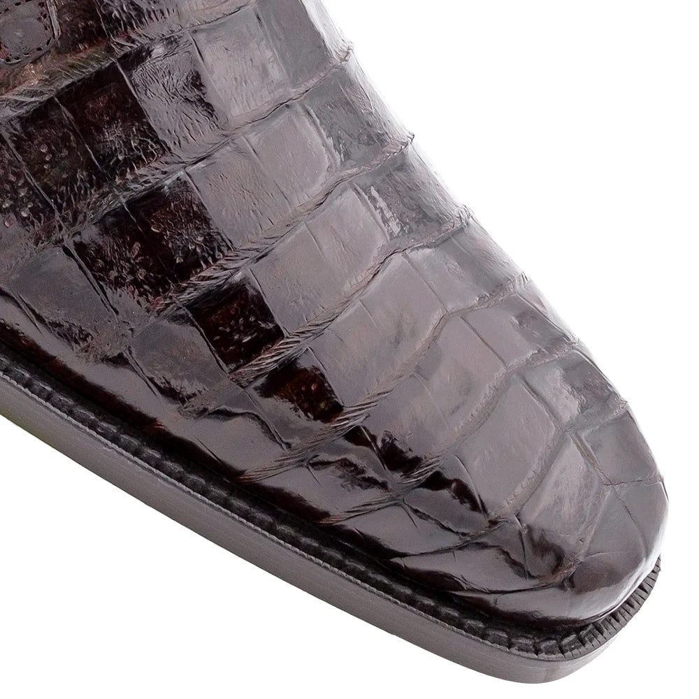 Mezlan Anderson Men's Exotic Crocodile Lace-Up – Blucher Style in Grey, Burgundy, Black, Blue, Dark Brown