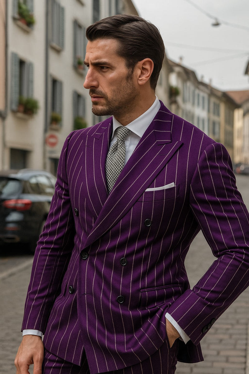Dark Purple Pinstripe Suit - Gangster Suit - 1920's Suit
