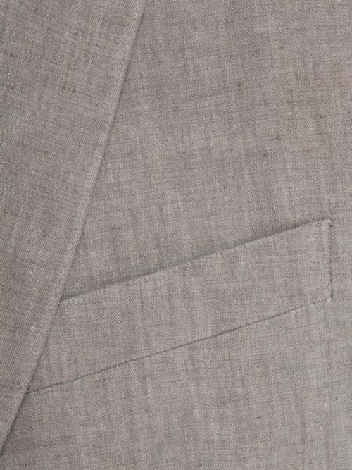 Tan Linen Suit - 2 Button Dark Tan Wedding / Prom Outfit ~ Taupe 100% Linen For Beach Wedding outfit Fabric Suit Flat Front Pants