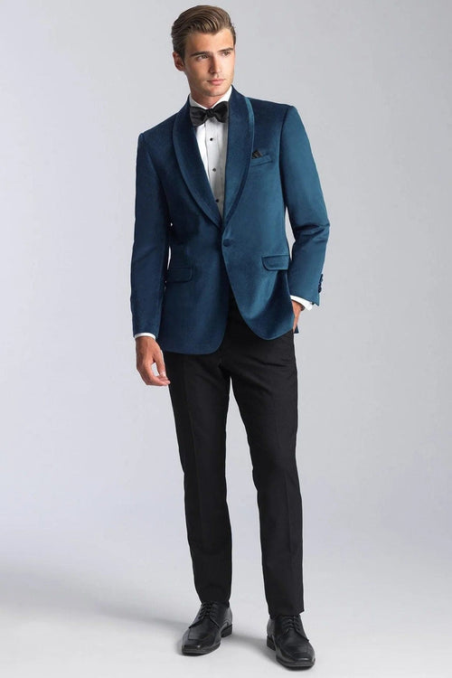 Velvet Blazer - Mens Blazer - Dinner Jacket + 'Venice' Deep Aqua Velvet Dinner Jacket - Separates