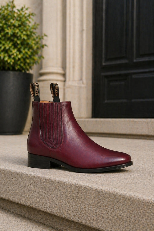 Deerskin Cowboy Boots - Burgundy Deerskin Boots - Deer Boots - Deer Skin Boots