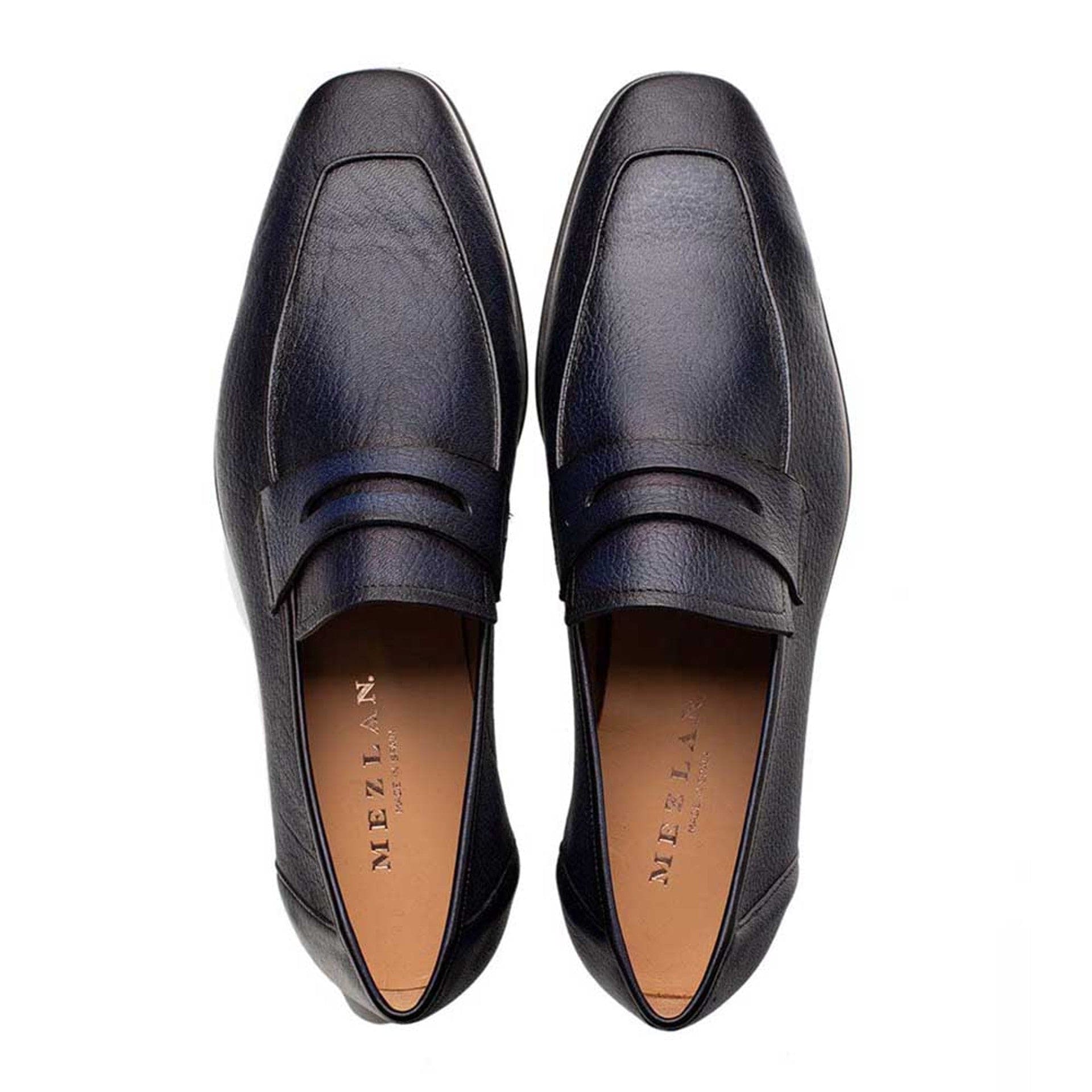 Mezlan Blue Deerskin Penny Loafers for Men – Premium Leather Slip-On, Made in Spain