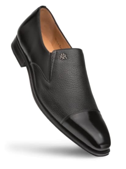 Milani Black Calfskin and Deerskin Dress Slip-On by Mezlan – Made in Spain