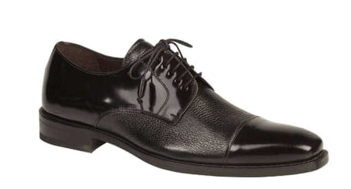 Men’s Black Cap Toe Dress Shoes by Mezlan – Deerskin & Calfskin Lace-Up Oxfords Made in Spain