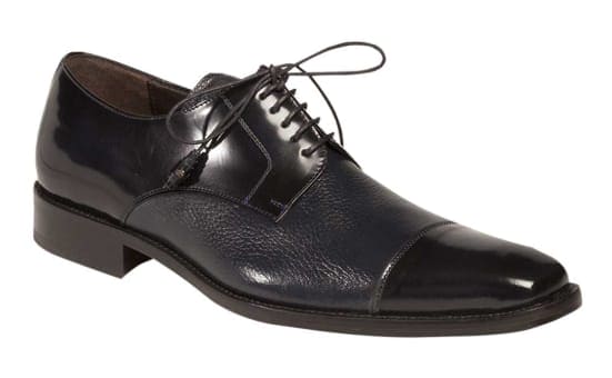 Men’s Blue/Navy Cap Toe Dress Shoes by Mezlan – Calfskin & Deerskin Lace-Ups Made in Spain