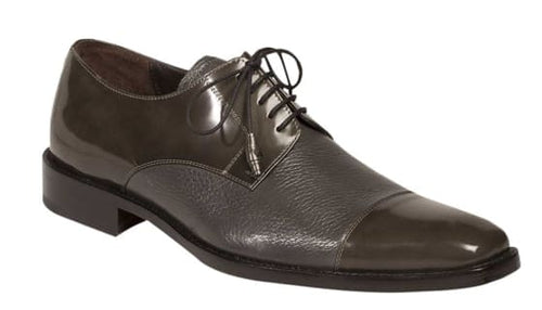 Men’s Grey Cap Toe Dress Shoes by Mezlan – Deerskin & Calfskin Lace-Up Oxfords Made in Spain