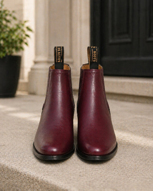 Deerskin Cowboy Boots - Burgundy Deerskin Boots - Deer Boots - Deer Skin Boots