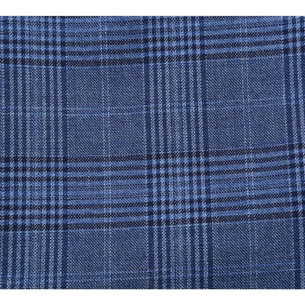 Designer Brand - Wool Stretch Single Breasted Slim Fit Denim Blue Glen