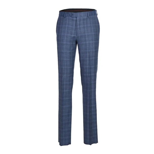 Designer Brand - Wool Stretch Single Breasted Slim Fit Denim Blue Glen