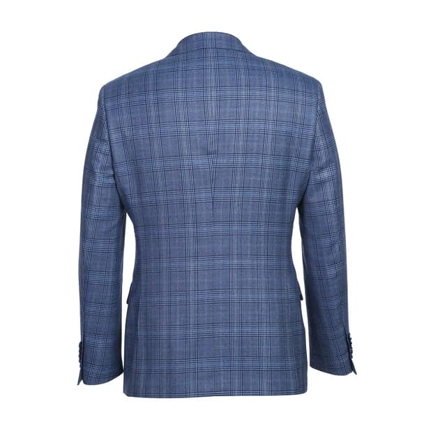 Designer Brand - Wool Stretch Single Breasted Slim Fit Denim Blue Glen