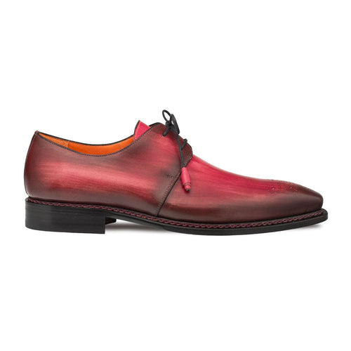 Principe Burgundy/Rust Patina Calfskin Derby Shoes by Mezlan – Handcrafted in Spain