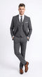 Men’s Charcoal Grey Pinstripe 2 Button Vested Suit, Modern Fit Wool Blend Formal Dress Suit