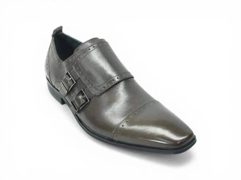 Carrucci Double Monk Cap Toe Shoe - Luxury Leather Buckle