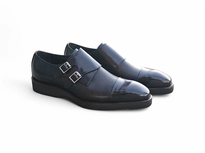 Carrucci Burnished Double Monk Shoes - Classic Leather Style